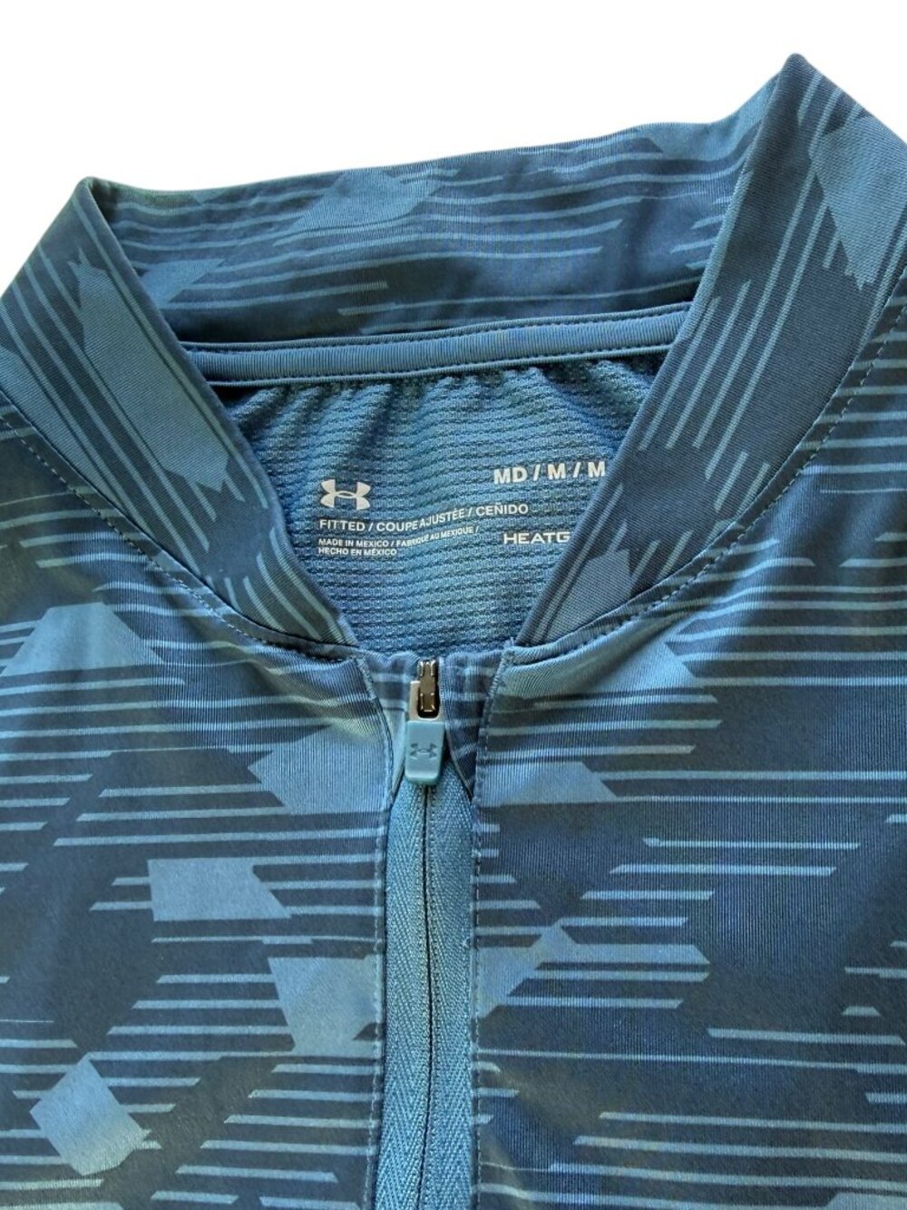 Under Armour Half Zip Pullover Blue Geometric Mock Neck. Size Women's M.